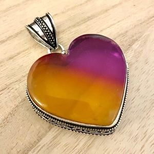 Bi Color Tourmaline Heart Sterling Silver Pendant